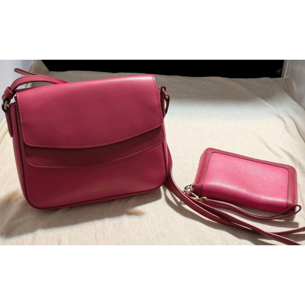 Vera Bradley Twice As Nice Leather Crossbody Purse & Wallet Rouge Pink 2 Toned